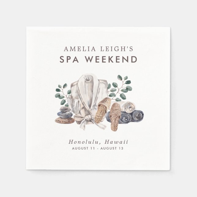 Spa Bachelorette Weekend Invitation Napkin (Front)