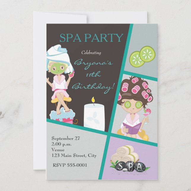Spa Beauty Girls Salon Makeup Party Invitation (Front)