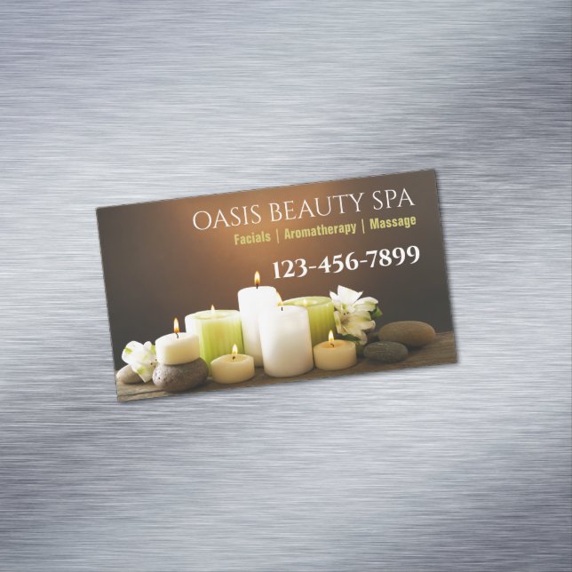 SPA Beauty Salon Massage Aesthetician Aromatherapy Magnetic Business Card (In Situ)