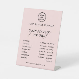 Spa Beauty Salon Opening Hours Display Soft Pink Pedestal Sign