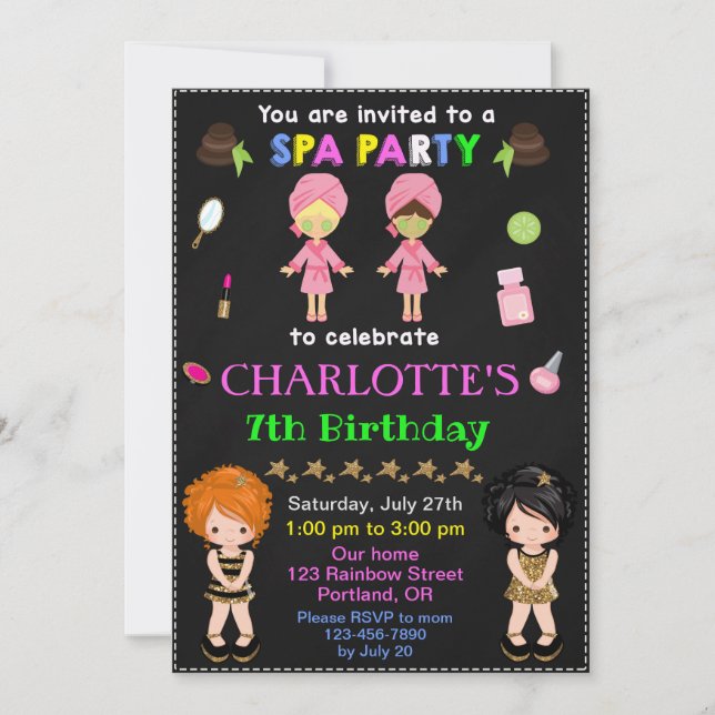 SPA birthday invitation Glamour nail polish invite (Front)