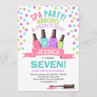 Spa birthday invitation Manicures Salon Pink