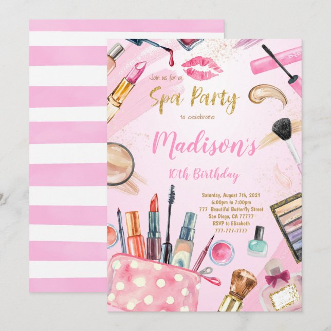 Spa Birthday Invites (Front/Back)