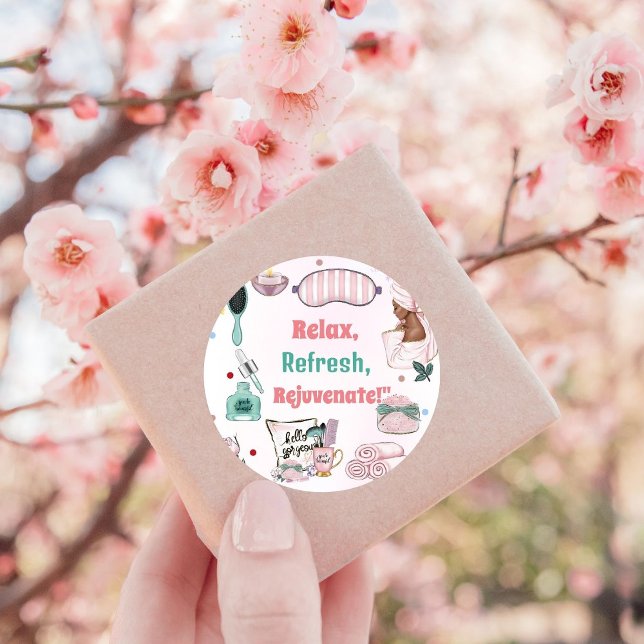 Spa Birthday Pamper Party Birthday  Classic Round Sticker (Creator Uploaded)