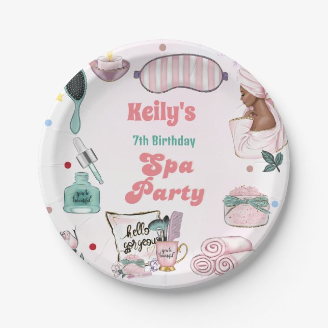 Spa Birthday Pamper Party Birthday  Paper Plate (Front)