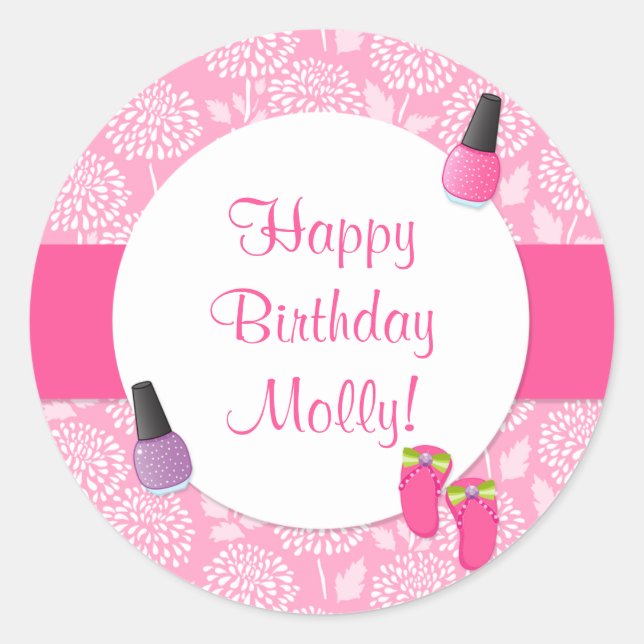 Spa Birthday Party Favour Sticker (Front)