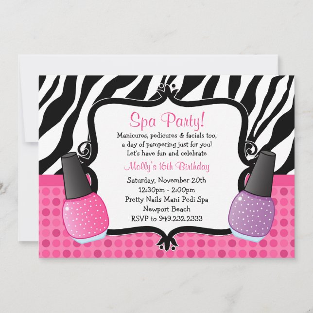 Spa Birthday Party Invitation (Front)