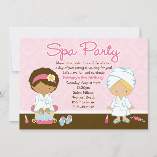 Spa Birthday Party Invitation (Front)