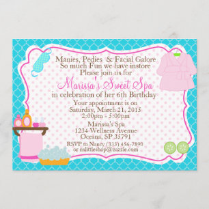 Spa birthday party invitation