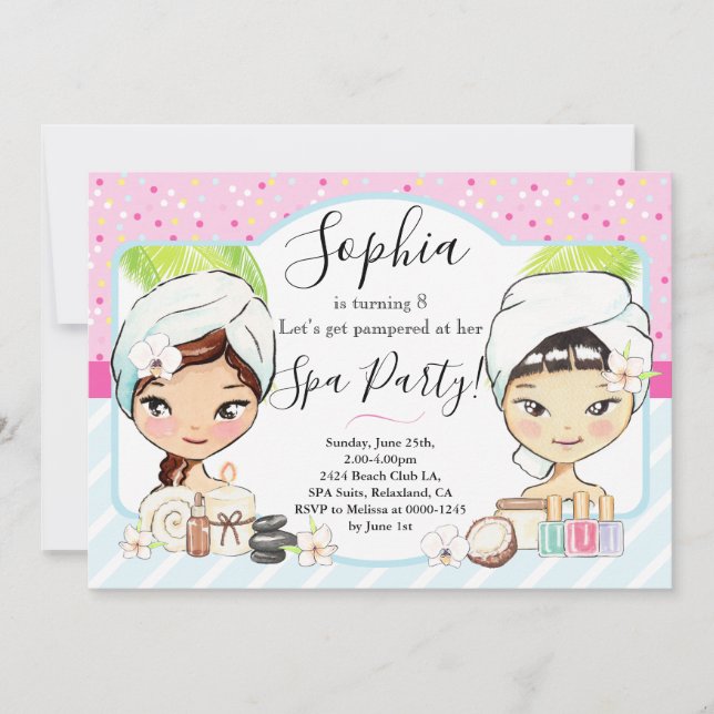 SPA Birthday Party Invitation (Front)