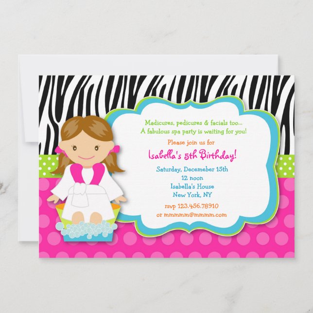 Spa Birthday Party Invitations (Front)