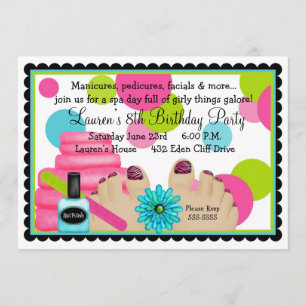 Spa Birthday party Invitations