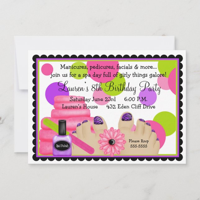 Spa Birthday  party Invitations (Front)