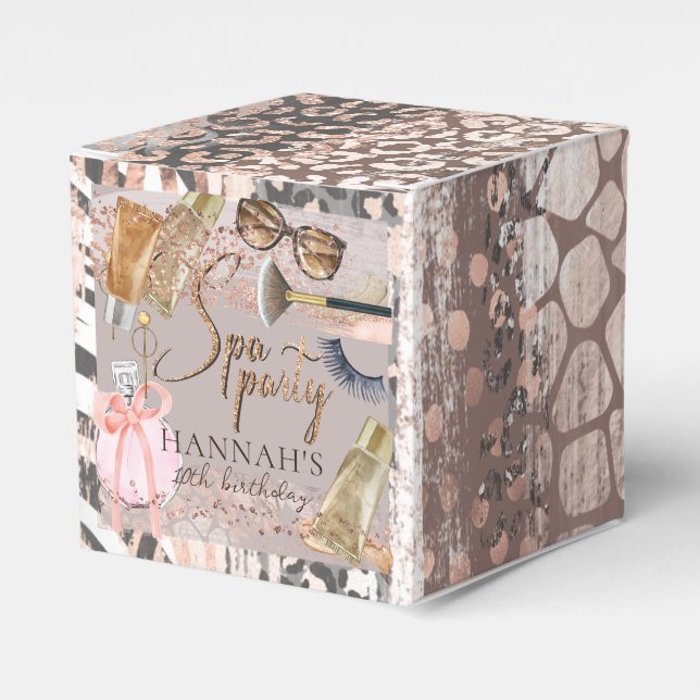 Spa Birthday Safari Glitter Favour Box (Front Side)