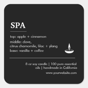 Spa black and white ingredients product label