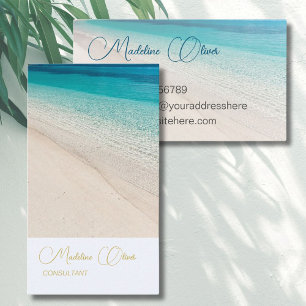 Spa Blue Beach Sea Travel Gold Stylish Business Card