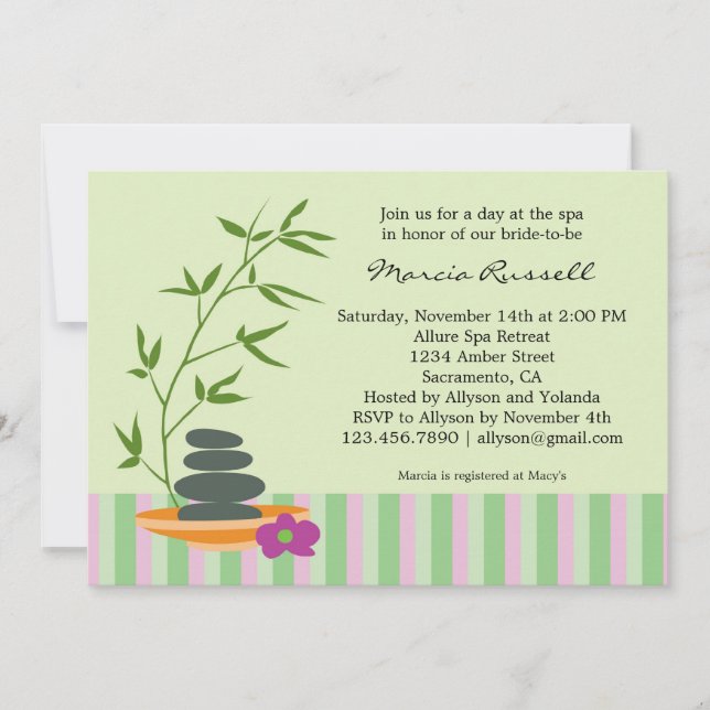 Spa Bridal Shower Invitation (Front)