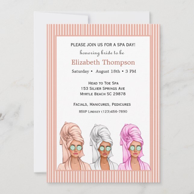 Spa  Bridal Shower Invitation (Front)
