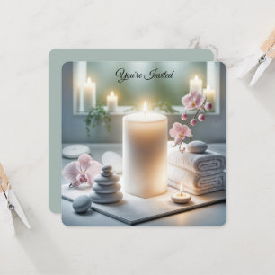 Spa Bridal Shower With Orchids and Candles Invitation