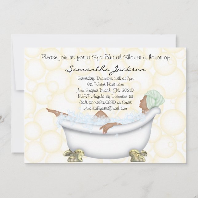 Spa Bride Bridal Shower Invite (Front)