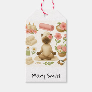 Spa Cat Birthday themed Gift Tags