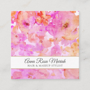 *~* Spa Chic Floral Pattern Girly Beauty Popular Square Business Card