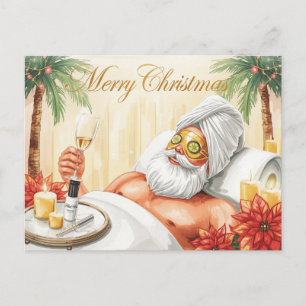 Spa Christmas themed with Santa Claus Holiday Postcard
