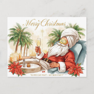 Spa Christmas themed with Santa Claus  Holiday Postcard