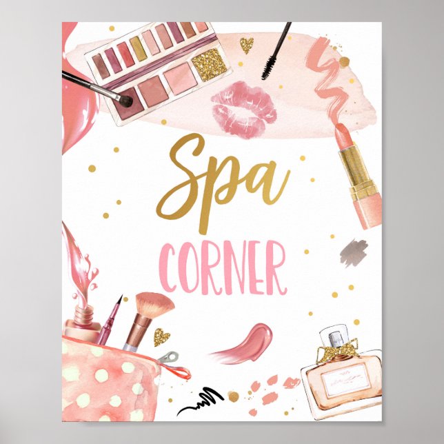 Spa Corner Party Makeup Glamour Girl Birthday Poster (Front)