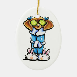 Spa Dachshund Ceramic Tree Decoration