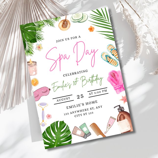 Spa Day Birthday Invitation, Girls Pamper Party Invitation (Creator Uploaded)
