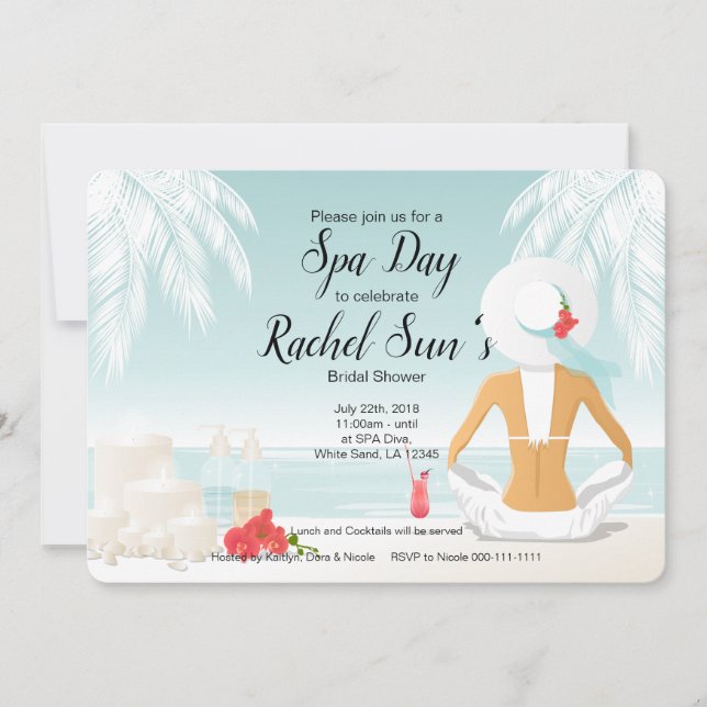 SPA Day Bridal Shower Invitation (Front)