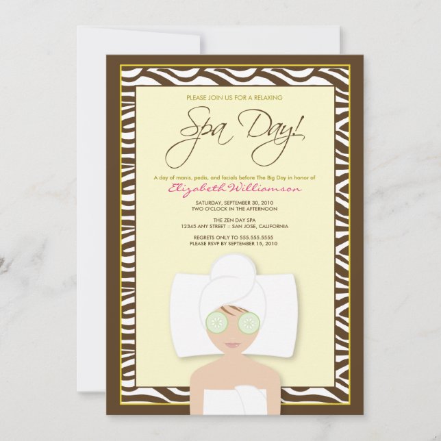 Spa Day Bridal Shower Invitation (yellow) (Front)