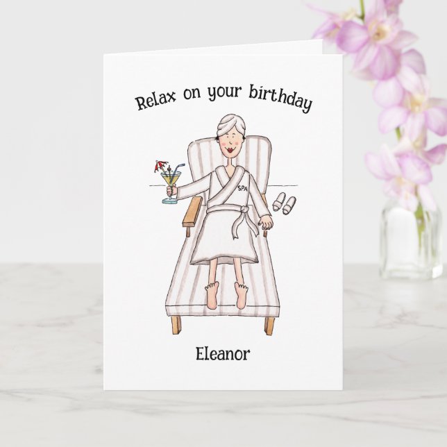 Spa Day Lady Birthday Card (Orchid)