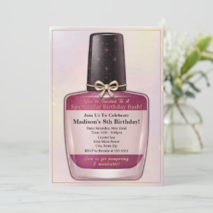 Spa Day Nail Polish Birthday Invitation