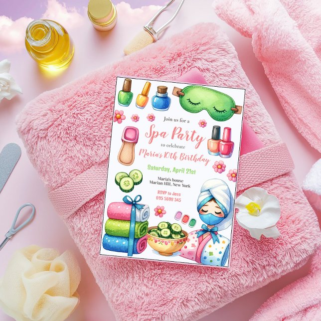 Spa Day Party Pampering Birthday Party Invitation (Creator Uploaded)