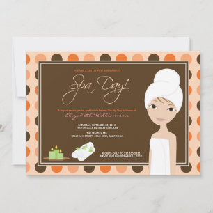 Spa Day Polka-dots Bridal Shower Invite (orange)