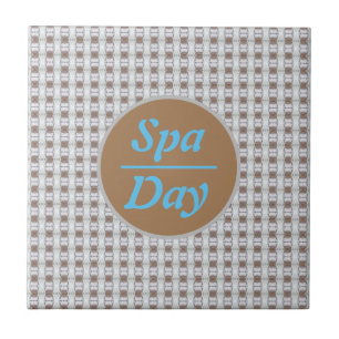 Spa Day Vertical Tan Chain Blue Diamond Tile