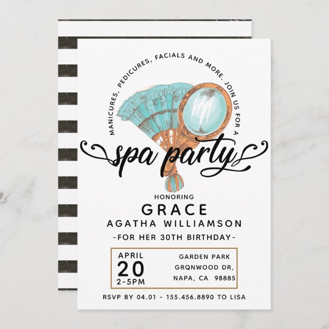 Spa Day Vintage Birthday Invitation (Front/Back)