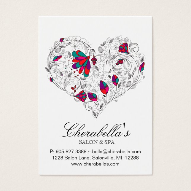 Spa Gift Card Salon Valentine's Floral Heart Colou (Front)