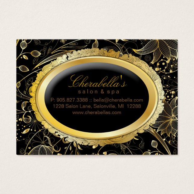 Spa Gift Card Spa Elegant Gold Floral Black (Front)