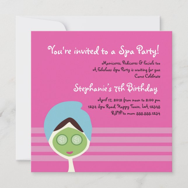 Spa Girl Square Invitation (Front)