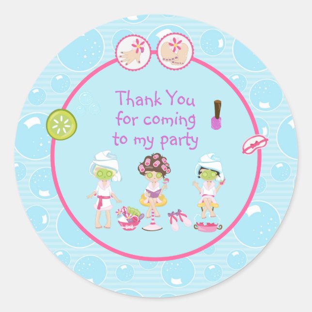 Spa Girls Pamper Birthday Party Classic Round Sticker (Front)