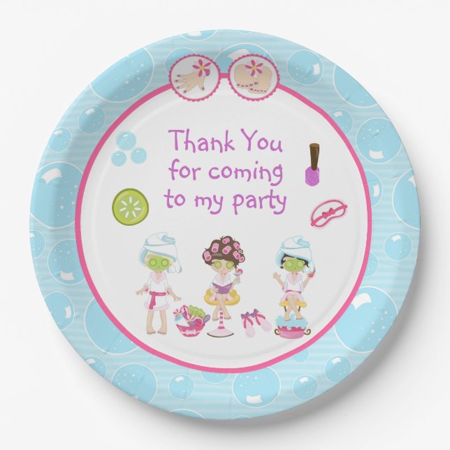 Spa Girls Pamper Birthday Party Paper Plate (Front)