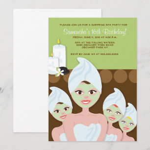 SPA Girls PARTY Birthday or Bridal Shower 5x7 Invitation