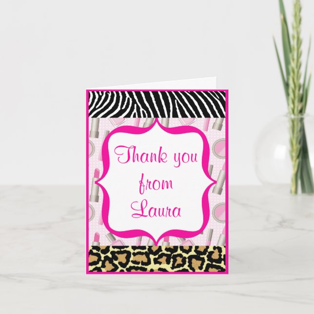 Spa Glamour Girl Birthday Thank You Note Card (Front)