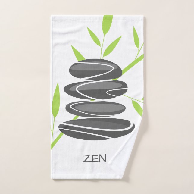 Spa hand towel with stacked pebble stones design (Hand Towel)