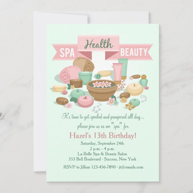 Spa Health Beauty Invitation (Front)
