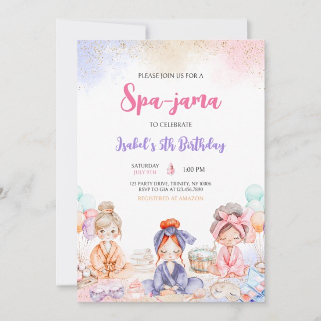 Spa-jama Birthday Party Invitation (Front)