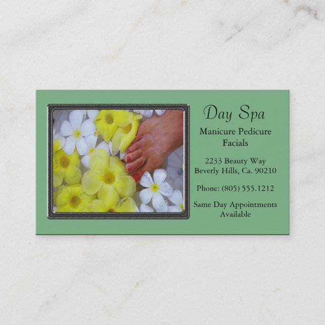 Spa Luxury Pedicure Manicure Appointment Card (Front)